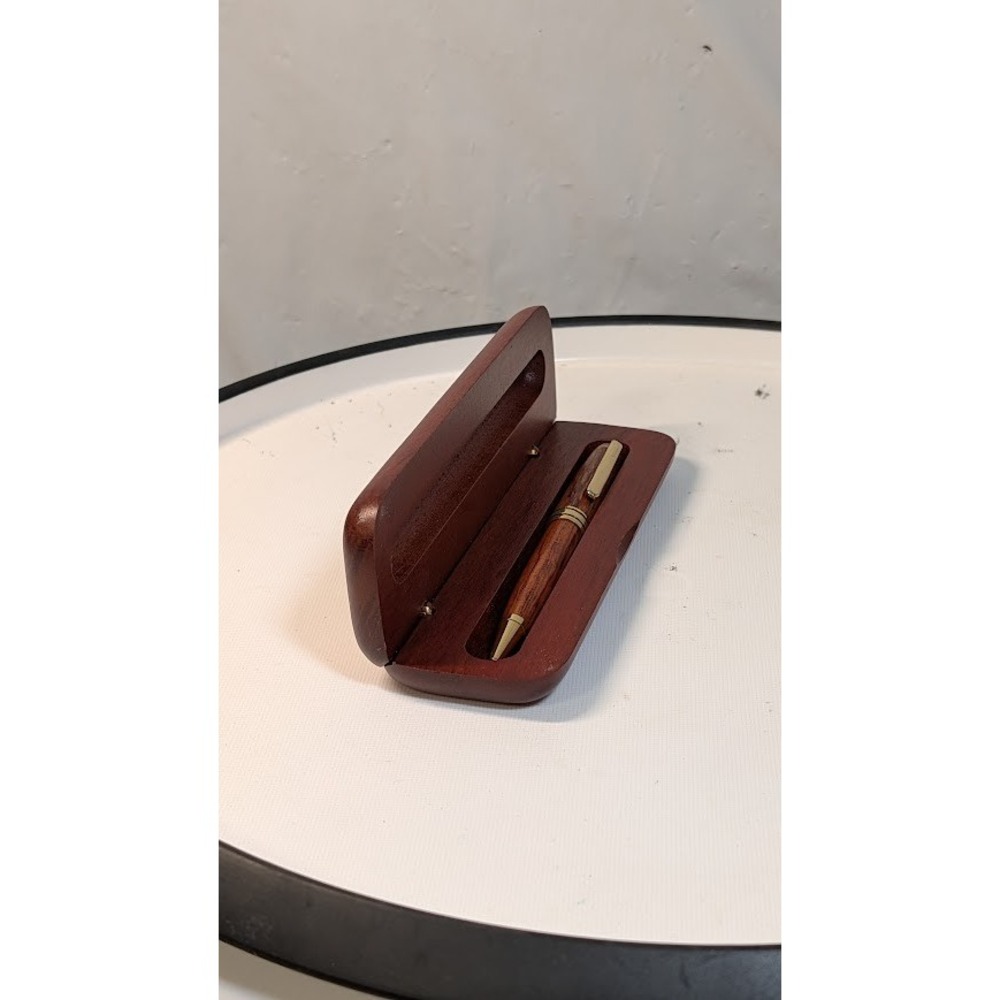 Unbranded Wooden Ballpoint Pen Unisex OS Brown Good Handcrafted Gold Trim Case - Picture 6 of 9